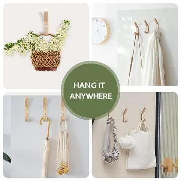 CRSWHA Natural Wood Wall Hooks,4 Pack Wall Mounted Wooden Coat Hooks,Modern Decorative Wooden Peg Hook for Entrance Wall,Heavy Duty Bag Hanger Hooks for Hanging Coats,Key,Towels,Purse(Oak Wood)