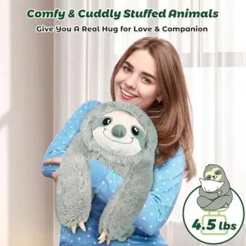 Bobbie & Laxi 27" & 4.5 lbs Sloth Weighted Stuffed Animals, Cuddly & Soft Kids' Plush Toy Pillows for Companion, Large Plushies with Removable Ceramsite Bag, Gifts for Adults, Kids, Boys and Girls