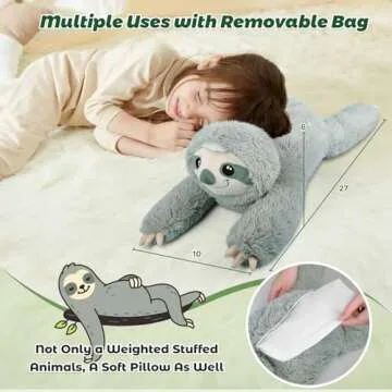 Bobbie & Laxi 27" & 4.5 lbs Sloth Weighted Stuffed Animals, Cuddly & Soft Kids' Plush Toy Pillows for Companion, Large Plushies with Removable Ceramsite Bag, Gifts for Adults, Kids, Boys and Girls
