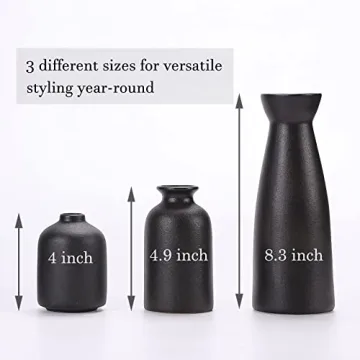 KIOXOHO Black Ceramic Vase Set for Modern Rustic Decor