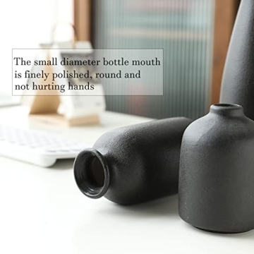 KIOXOHO Black Ceramic Vase Set for Modern Rustic Decor