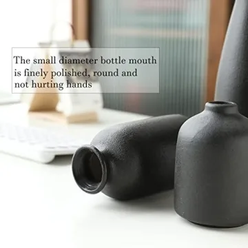 KIOXOHO Black Ceramic Vase Set for Modern Rustic Decor