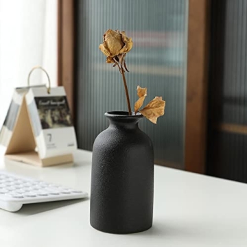KIOXOHO Black Ceramic Vase Set for Modern Rustic Decor