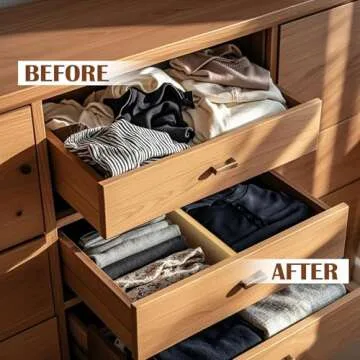 6'' High Bamboo Drawer Dividers, Non-slip Deep Kitchen Dresser Drawer Organizer with Spring Loaded Adjustable Expandable from 15-22 Inch Drawer Separators for Clothes 4 Pcs (4-Original, 6 Inch)