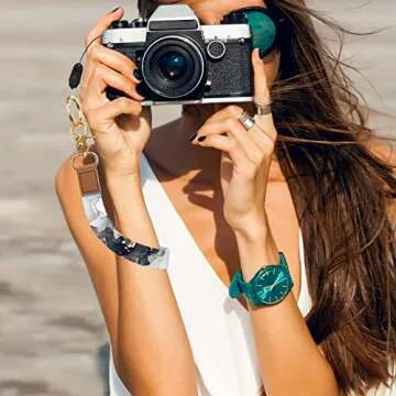 Hsxnam Wrist Lanyard Key Chain, Cute Wristlet Strap Keychain Holder for Women Men Keys Airpods ID Badges Phone, Black Marble