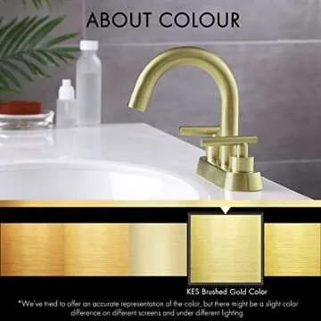 KES Brushed Gold Bathroom Faucet Modern 4 Inches Centerset Vanity Faucet Brass Construction Brushed Gold Finish, Sink Drain Not Included, L4117LFF12-BZ