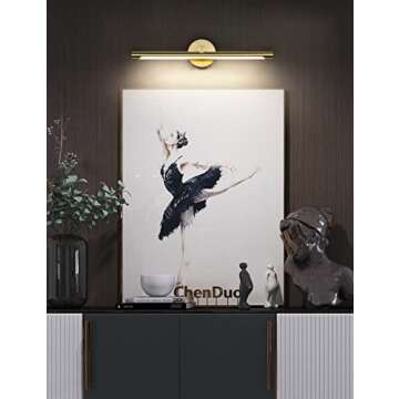 JUSHENG Picture Light Gold Gallery Light 24.21" Inch, Metal Painting Light Artwork Sconces Lamps 12W...