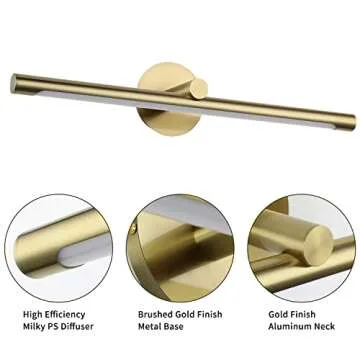 JUSHENG Picture Light Gold Gallery Light 24.21" Inch, Metal Painting Light Artwork Sconces Lamps 12W (70W Eqv.), Hardwired Connection, 3000K Warm White 840Lm LED Picture Lights for Paintings