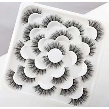 Newcally Fake Eyelashes Natural False Lashes Wispy Lashes 3D Cat Eye Look Light Volume Faux Mink Las...