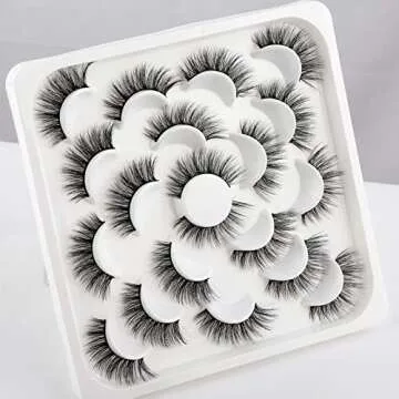 Newcally Fake Eyelashes Natural False Lashes Wispy Lashes 3D Cat Eye Look Light Volume Faux Mink Lashes 10 Pairs Pack