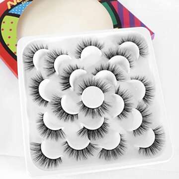 Newcally Fake Eyelashes Natural False Lashes Wispy Lashes 3D Cat Eye Look Light Volume Faux Mink Lashes 10 Pairs Pack
