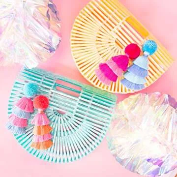 Stylish Bewaltz Summer Beach Acrylic Tote Bag Pink