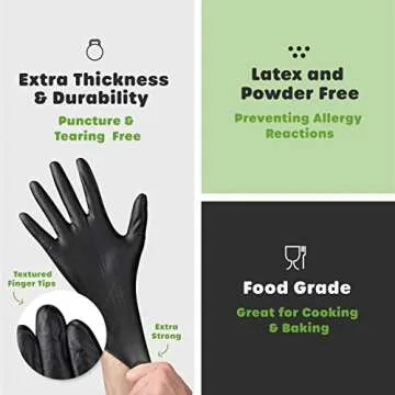 Comfy Package [100 Count HEAVY DUTY Black Nitrile Gloves Disposable Latex Free, 6 Mil Extra Strength, Powder Free, Chemical Resistant, Textured Fingertips - Large
