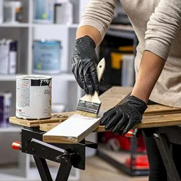 Comfy Package [100 Count HEAVY DUTY Black Nitrile Gloves Disposable Latex Free, 6 Mil Extra Strength, Powder Free, Chemical Resistant, Textured Fingertips - Large