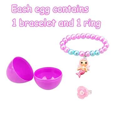 VLUSSO Easter Basket Stuffers - Filled 6 Pack Eggs with Colorful Bracelets Inside