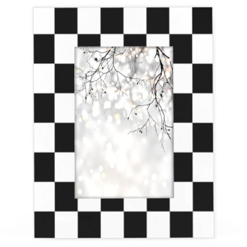 5X7 Picture Frame Black and White Grid Hanging Wall & Tabletop Photo Frame Desk Wood Picture Frams 5...