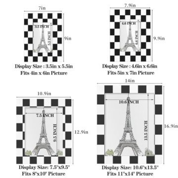 5X7 Picture Frame Black and White Grid Hanging Wall & Tabletop Photo Frame Desk Wood Picture Frams 5X7 Multi Small Desk for Collage Family Office Baby Photos Gallery Decor Gift