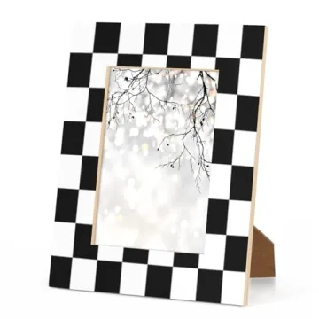 5X7 Picture Frame Black and White Grid Hanging Wall & Tabletop Photo Frame Desk Wood Picture Frams 5X7 Multi Small Desk for Collage Family Office Baby Photos Gallery Decor Gift