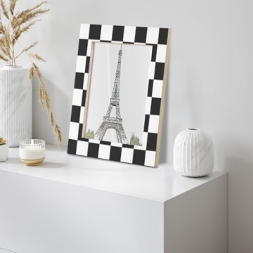 5X7 Picture Frame Black and White Grid Hanging Wall & Tabletop Photo Frame Desk Wood Picture Frams 5X7 Multi Small Desk for Collage Family Office Baby Photos Gallery Decor Gift