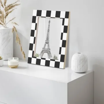 5X7 Picture Frame Black and White Grid Hanging Wall & Tabletop Photo Frame Desk Wood Picture Frams 5X7 Multi Small Desk for Collage Family Office Baby Photos Gallery Decor Gift