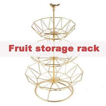 MINIDUO Wrought Iron 3 Tier Fruit Tray Fruits Desserts Candy Buffet Plates Serving Tray for Family Dinner Birthday Party Wedding-Gold