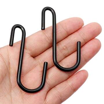 ESFUN 30 Pack Heavy Duty S Hooks Black S Shaped Hooks Hanging Hangers Pan Pot Holder Rack Hooks for ...