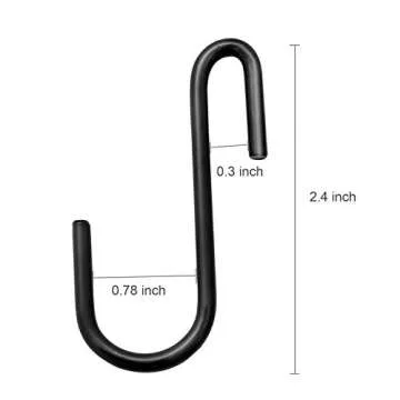 ESFUN 30 Pack Heavy Duty S Hooks Black S Shaped Hooks Hanging Hangers Pan Pot Holder Rack Hooks for Kitchenware Spoons Pans Pots Utensils Clothes Bags Towels Plants