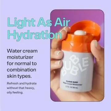 Bubble Skincare Cloud Surf Water Cream Face Moisturizer - Hydrating & Mattifying Moisturizer to Help Rebalance Oils and Minimize Pores with Celery Seed Extract - Suitable for Sensitive Skin (50ml)