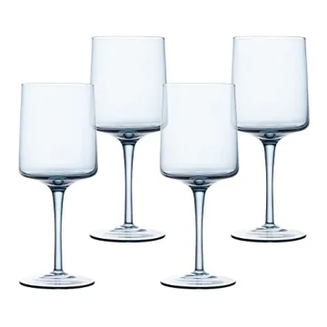 Navaris Blue Square Wine Glasses Set of 4 - Elegant Colored Glassware with Stems
