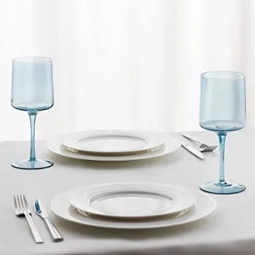 Stylish Navaris Blue Square Wine Glasses Set of 4