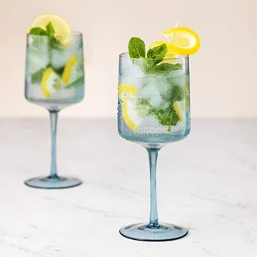 Stylish Navaris Blue Square Wine Glasses Set of 4