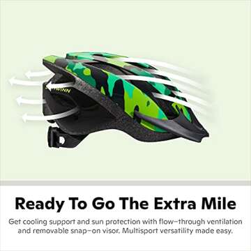 Schwinn Thrasher Kids Bike Helmet, Boys and Girls, Fits 50 - 54cm Circumference, Ages 5-8 Year Olds, Lightweight, Detachable Visor, CPSC Safety Certified, Child, Green Camo