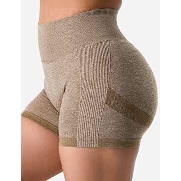 YEOREO Professional Women Biker Shorts 3.6" Scrunch Workout Shorts Seamless High Waisted Contour Gym Yoga Shorts Brown M