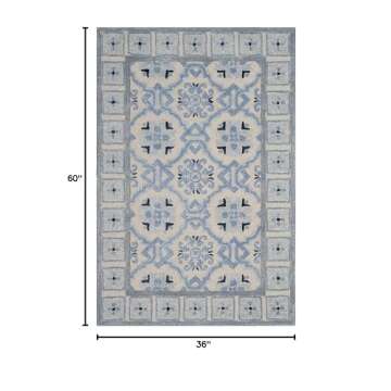 SAFAVIEH Bella Collection Accent Rug - 3' x 5', Ivory & Blue, Handmade Wool & Viscose, Ideal for Hig...