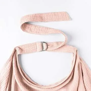 Konssy Muslin Nursing Cover for Baby Breastfeeding, Breathable 100% Cotton Breastfeeding Cover with Rigid Hoop for Mother Nursing Apron, Multi-use Carseat Canopy (Pink)