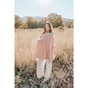 Konssy Muslin Nursing Cover for Baby Breastfeeding, Breathable 100% Cotton Breastfeeding Cover with Rigid Hoop for Mother Nursing Apron, Multi-use Carseat Canopy (Pink)