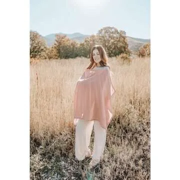 Konssy Muslin Nursing Cover for Baby Breastfeeding, Breathable 100% Cotton Breastfeeding Cover with Rigid Hoop for Mother Nursing Apron, Multi-use Carseat Canopy (Pink)