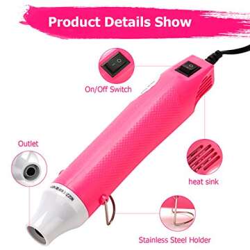 Heat Gun for Crafting - Mini Heat Tool for Epoxy Resin, Silicone Molds, Acrylic Pouring, Embossing, ...
