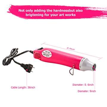 Heat Gun for Crafting - Mini Heat Tool for Epoxy Resin, Silicone Molds, Acrylic Pouring, Embossing, and Bubble Removal, Compact Craft Dryer for Small Art Projects (Pink)