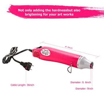 Heat Gun for Crafting - Mini Heat Tool for Epoxy Resin, Silicone Molds, Acrylic Pouring, Embossing, and Bubble Removal, Compact Craft Dryer for Small Art Projects (Pink)