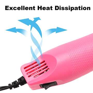 Heat Gun for Crafting - Mini Heat Tool for Epoxy Resin, Silicone Molds, Acrylic Pouring, Embossing, and Bubble Removal, Compact Craft Dryer for Small Art Projects (Pink)