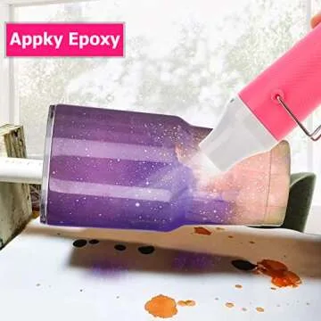 Heat Gun for Crafting - Mini Heat Tool for Epoxy Resin, Silicone Molds, Acrylic Pouring, Embossing, and Bubble Removal, Compact Craft Dryer for Small Art Projects (Pink)