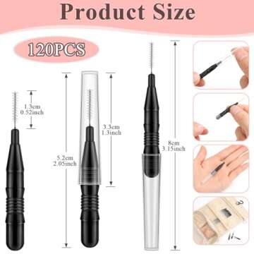 MAPVOLUT 120Pcs Micro Eyebrow Brush with Cap Brow Lamination Brush Spoolies for Eyebrow Eyelash Brow...
