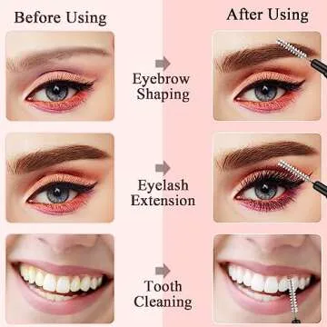 MAPVOLUT 120Pcs Micro Eyebrow Brush with Cap Brow Lamination Brush Spoolies for Eyebrow Eyelash Brow Brush Lash Filler Eyebrow Lash Lift And Tint Tools for Brows and Lashes Comb Extensions