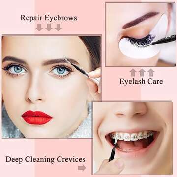 MAPVOLUT 120Pcs Micro Eyebrow Brush with Cap Brow Lamination Brush Spoolies for Eyebrow Eyelash Brow Brush Lash Filler Eyebrow Lash Lift And Tint Tools for Brows and Lashes Comb Extensions