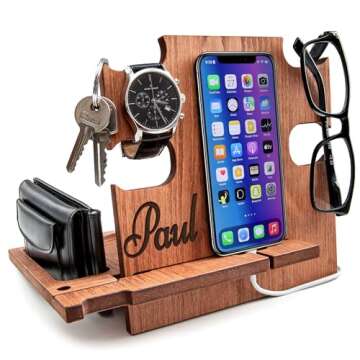 Gift for Him, Personalized Gift, Docking Station, Charging Station, Phone Dock, Cell Phone Stand, De...
