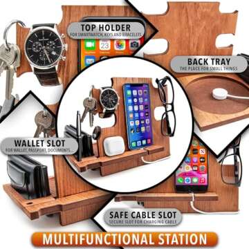 Gift for Him, Personalized Gift, Docking Station, Charging Station, Phone Dock, Cell Phone Stand, Desk Organizer, Engraved Docking Station