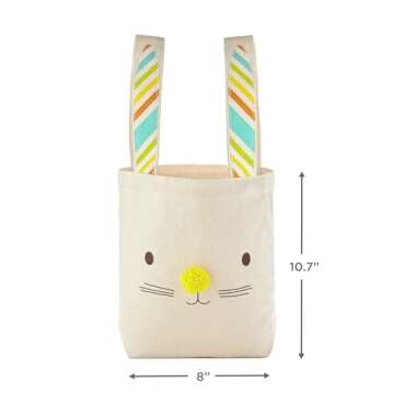 Hallmark 8"x10" Easter Canvas Tote Bag (Bunny Ears) for Easter Baskets, Egg Hunts, Spring Birthdays and More
