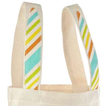 Hallmark 8"x10" Easter Canvas Tote Bag (Bunny Ears) for Easter Baskets, Egg Hunts, Spring Birthdays and More