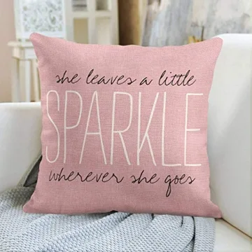 Emvency Throw Pillow Cover Pink Blush Sparkle Monogram Decor
